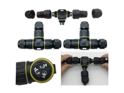 2026 conector de Cabo T Ip68 À Prova D'agua 3 Polos Máx Ø12mm para Uso Externo/interior/subterrâneo