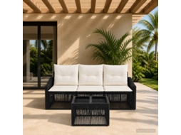 Vidaxl Conjunto De Sofá De Jardim 4 Unid. Preto Vime Pe