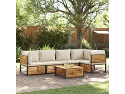 Vidaxl 6 Pcs Conjunto De Sofás De Jardim Com Almofadões Acácia Maciça