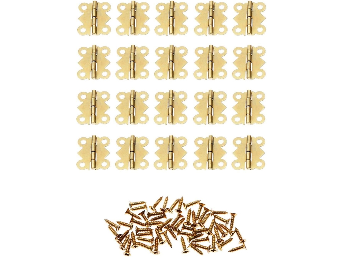Dobradiça De Topo Para Armário, Dobradiças Para Portas Dobráveis, 20 Peças, 20x17mm, Mini Dobradiças Borboleta Douradas