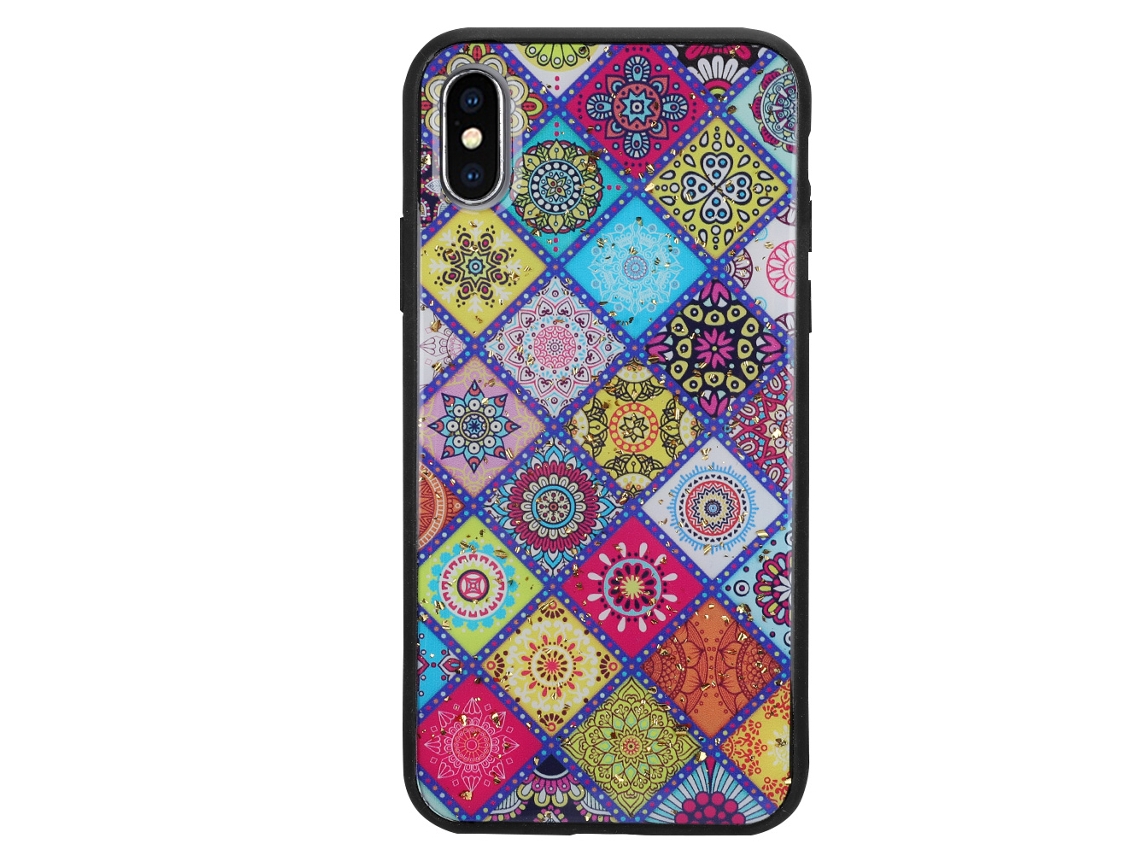 Capa de Telefone com grade colorida EOOCOO para iPhone XS Max