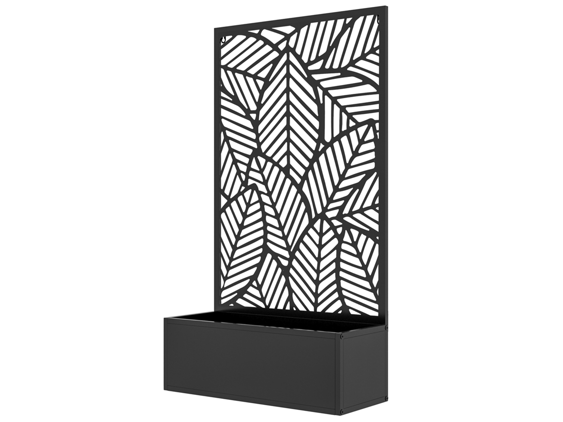 Biombo de Exterior com Floreira de Metal Floreira de Parede Ou Independente para Cultivos 61x23x113 Cm Preto