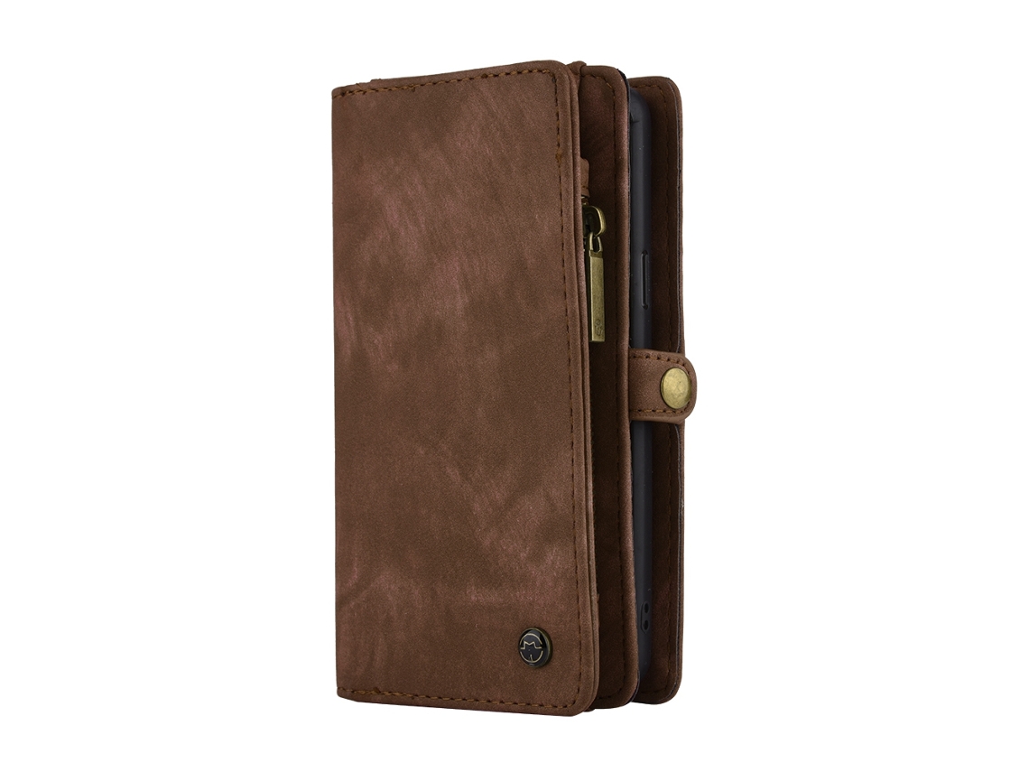 Capa LAXISCREED Samsung Galaxy S9 Cartão Zíper Marrom
