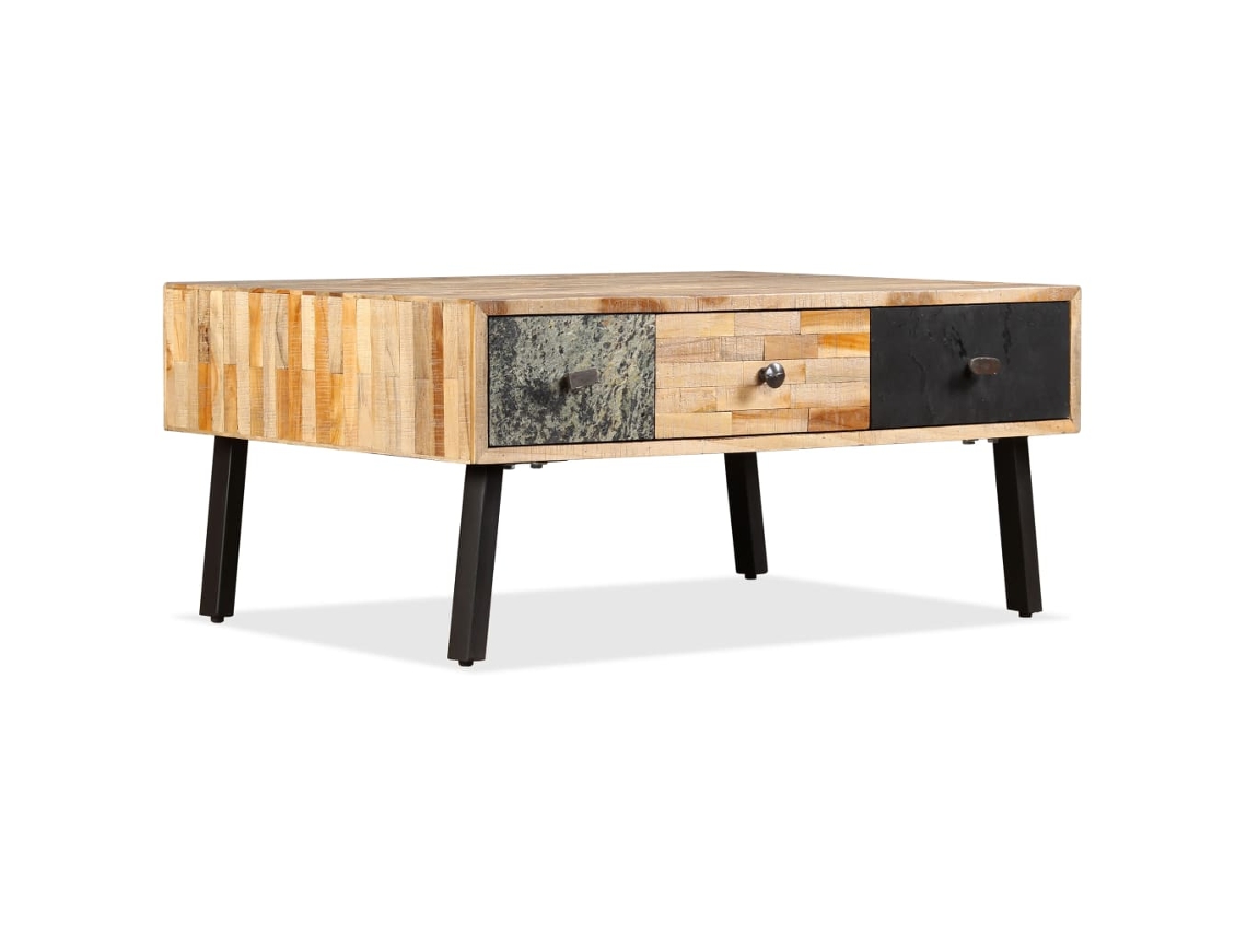 Vidaxl Mesa De Centro Teca Maciça Reciclada 90x65x40 Cm