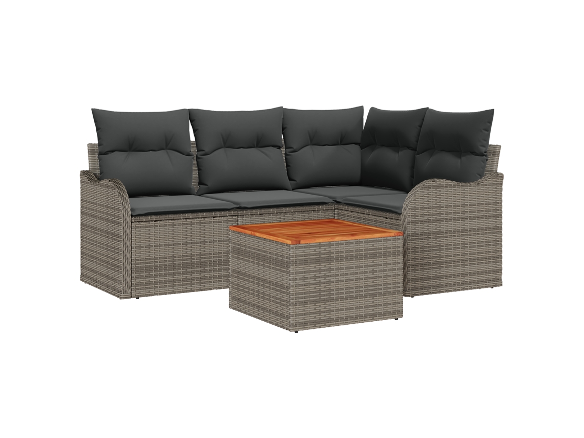Conjunto 5 Conjunto De Sofá Modular Para Exterior Vidaxl Cinzento Vime Pe (177,5 X 122,5 X 69 Cm)