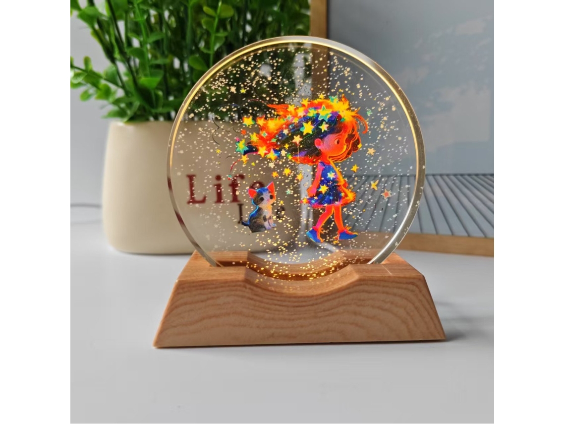 Luminária Noturna Led Bola de Cristal Galáxia 3d, Lâmpada Espacial Usb, Decoração de Mesa, Iluminação Ambiente para Quarto BRILVIBERA