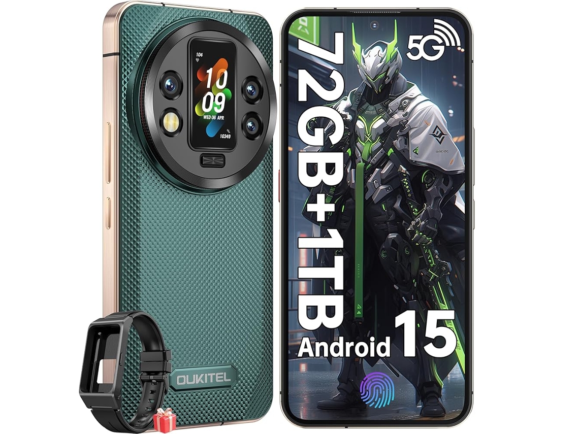 Smartphone Resistente 5g OUKITEL Wp200 Pro Con Auriculares Bluetooth 72 Gb 1 Tb 6.7" Fhd+ 120hz 8800 Mah 108 Mp Nfc Verde