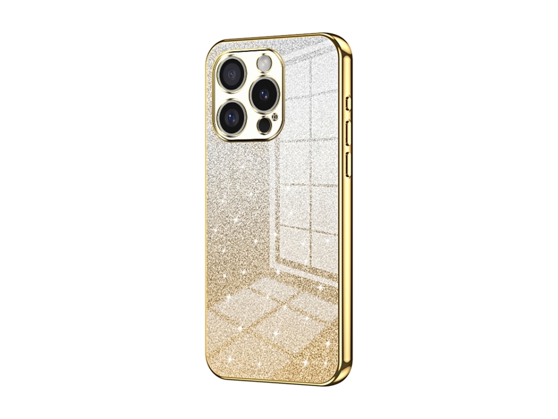 Capa Para Iphone 16 Pro - Glitter Degradê - Acabamento Eletroplaqueado