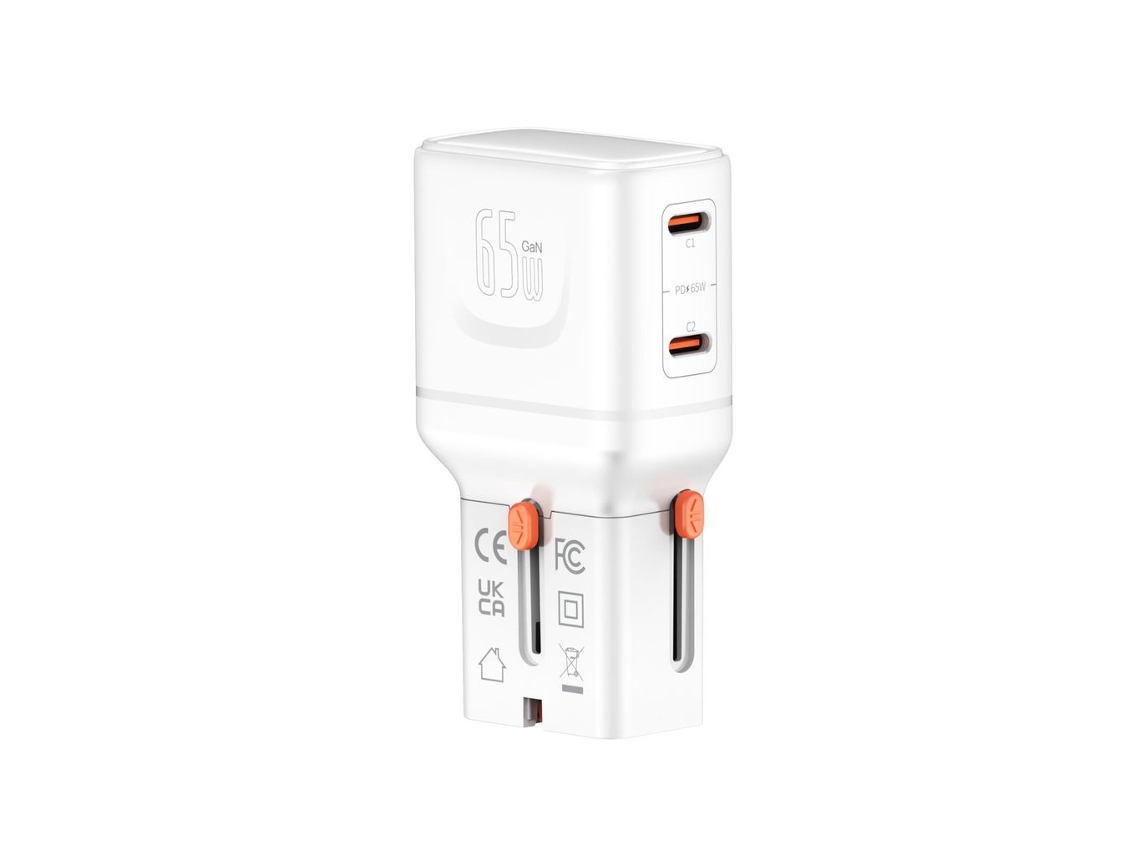 Adaptador De Viagem Universal 4smarts Nomad Pocket Gan 65w, Branco
