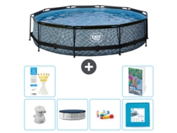 Exit-toys Piscina Exit Redonda - Efeito Pedra - 360x76 Cm - 7-peças S222