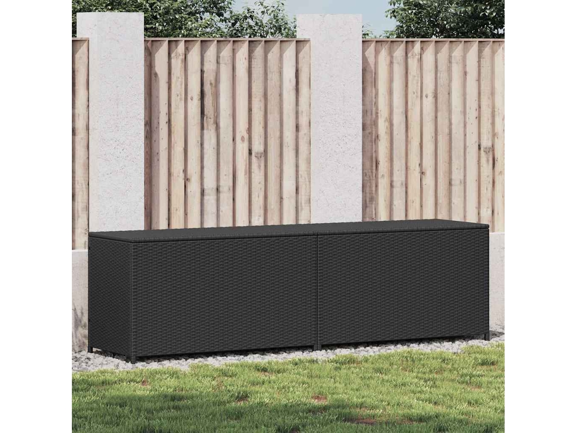 Vidaxl Caixa De Arrumação Para Jardim 200x50x60 Cm Vime Pe Preto