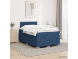 Vidaxl Cama Box Spring Com Colchão Azul 120 X 200 Cm Tecido