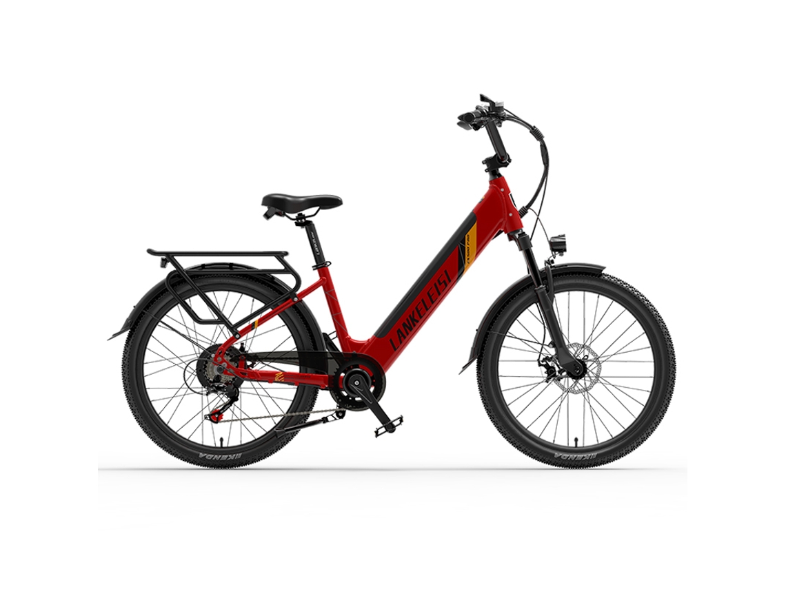 Bicicleta Elétrica de Trekking LANKELEISI Es500 Pro de 24 Polegadas com Bateria de 500 W, 48 V e 14,5 Ah