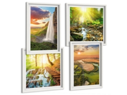 Composição De Quadros Paisagens Cachoeiras Vales Espelharte (4 Peças)