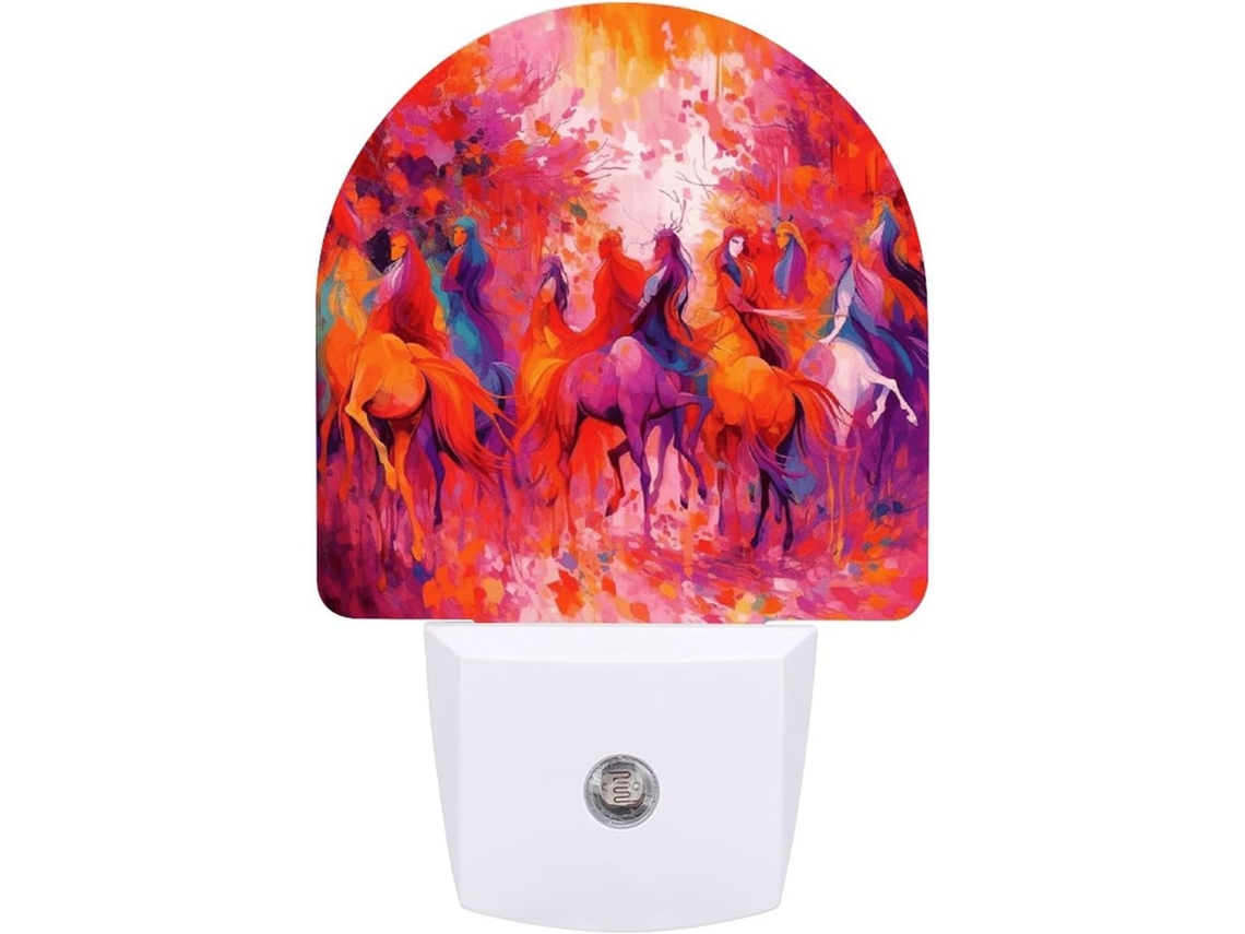 Luminária de parede com plugue, desenho de cavalo, luz noturna de LED com sensor, luz branca suave, banheiro
