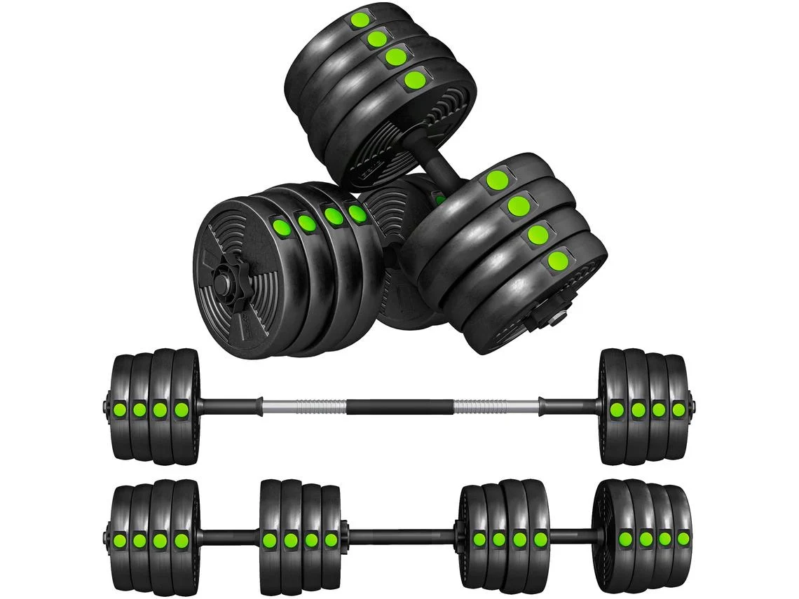 Kit De Haltere Aço E Pástico Cor Preto E Verde 105x20x20 Cm Sportnow