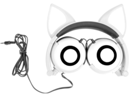 Casque Audio Confortables Et Ajustables Pour Garçon Et Filles Oreilles De Chat Lumineuses Écouteurs Filaires