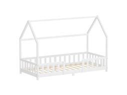 Cama Infantil Ml-design 90x200 Cm Branco, Forma De Casa, Com Proteção Contra Quedas