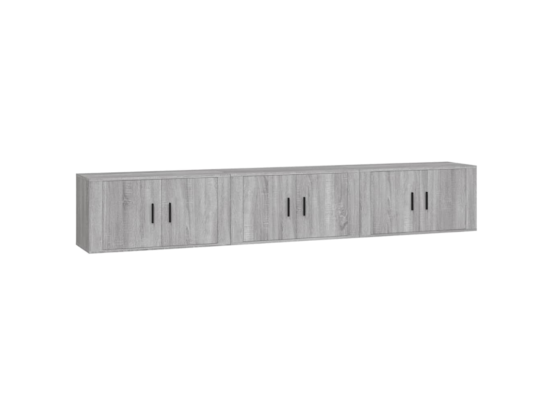 Conjunto de 3 Armários de TV de Parede Cinzento Sonoma MAISON EXCLUSIVE (80x34,5x40 cm)