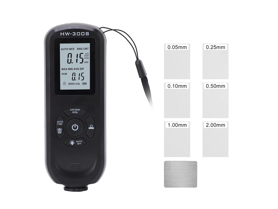Medidor de espessura de pintura digital HW 300S com 3 unidades para revestimentos metálicos