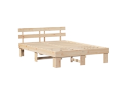 Conjunto 1 Estrutura Da Cama Vidaxl Castanho Madeira De Pinho Maciça (150 X 200 Cm)