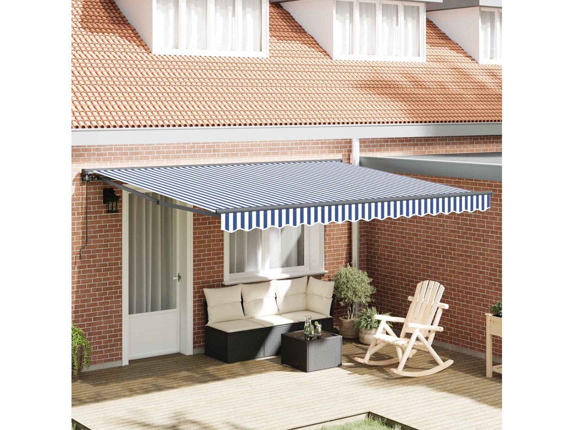 Vidaxl Estrutura De Toldo Azul E Branco 400 × 300 Cm