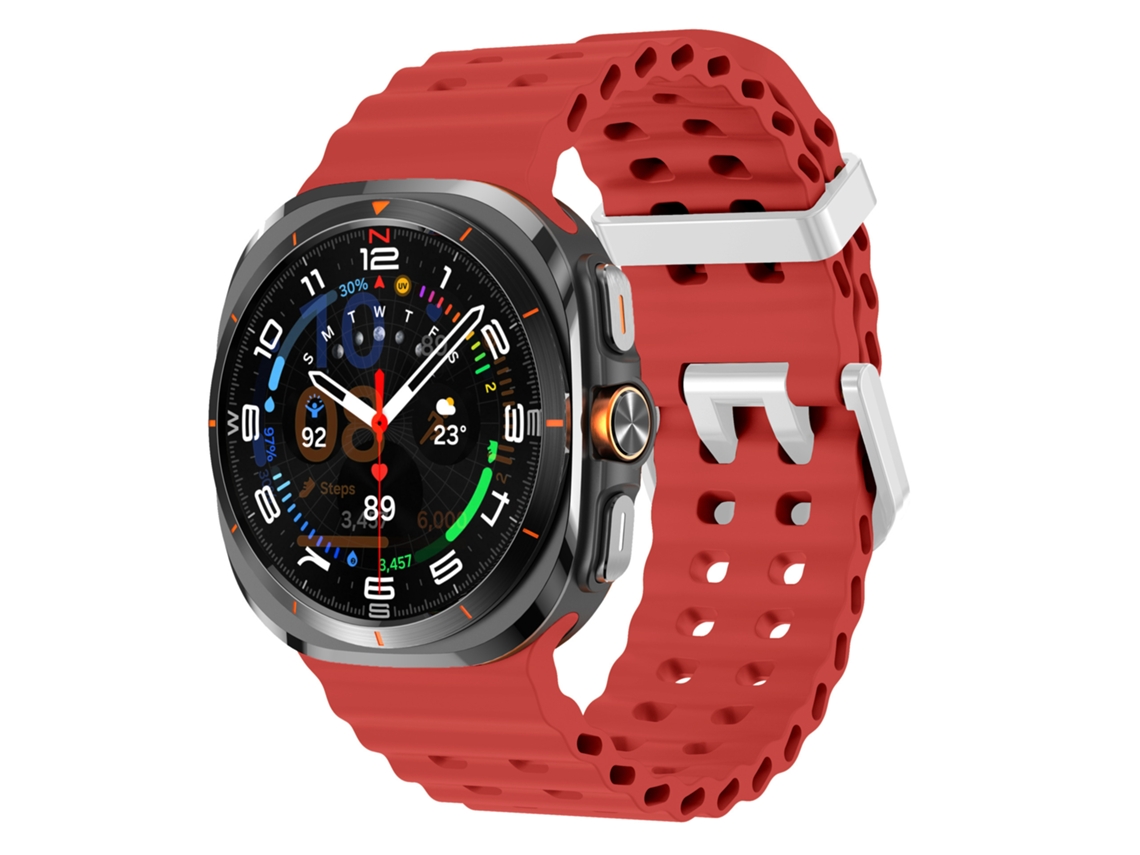 Pulseira Marine Para Samsung Galaxy Watch Ultra 2/1 47mm (2026/2025/2024), Silicone, Desportiva Vermelho Hexinyigjly