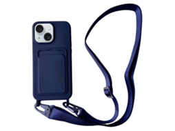 Correia Casa Para Iphone 15 Plus Silicone Com Porta-cartões Azul