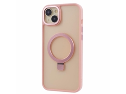Suporte Casa Magsafe Para Iphone 15 Plus Pele Sintética Rosa
