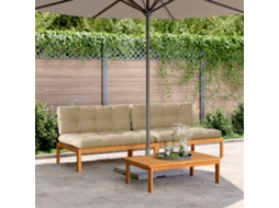 Vidaxl Sofás Centro Paletes P/ Jardim 2pcs C/ Almofadões Acácia Maciça