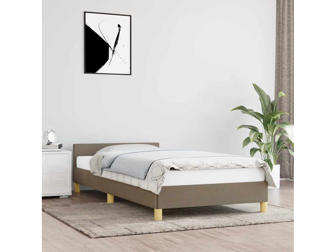 Vidaxl Estrutura De Cama C/ Cabeceira Sem Colchão Tecido 90x190 Cm