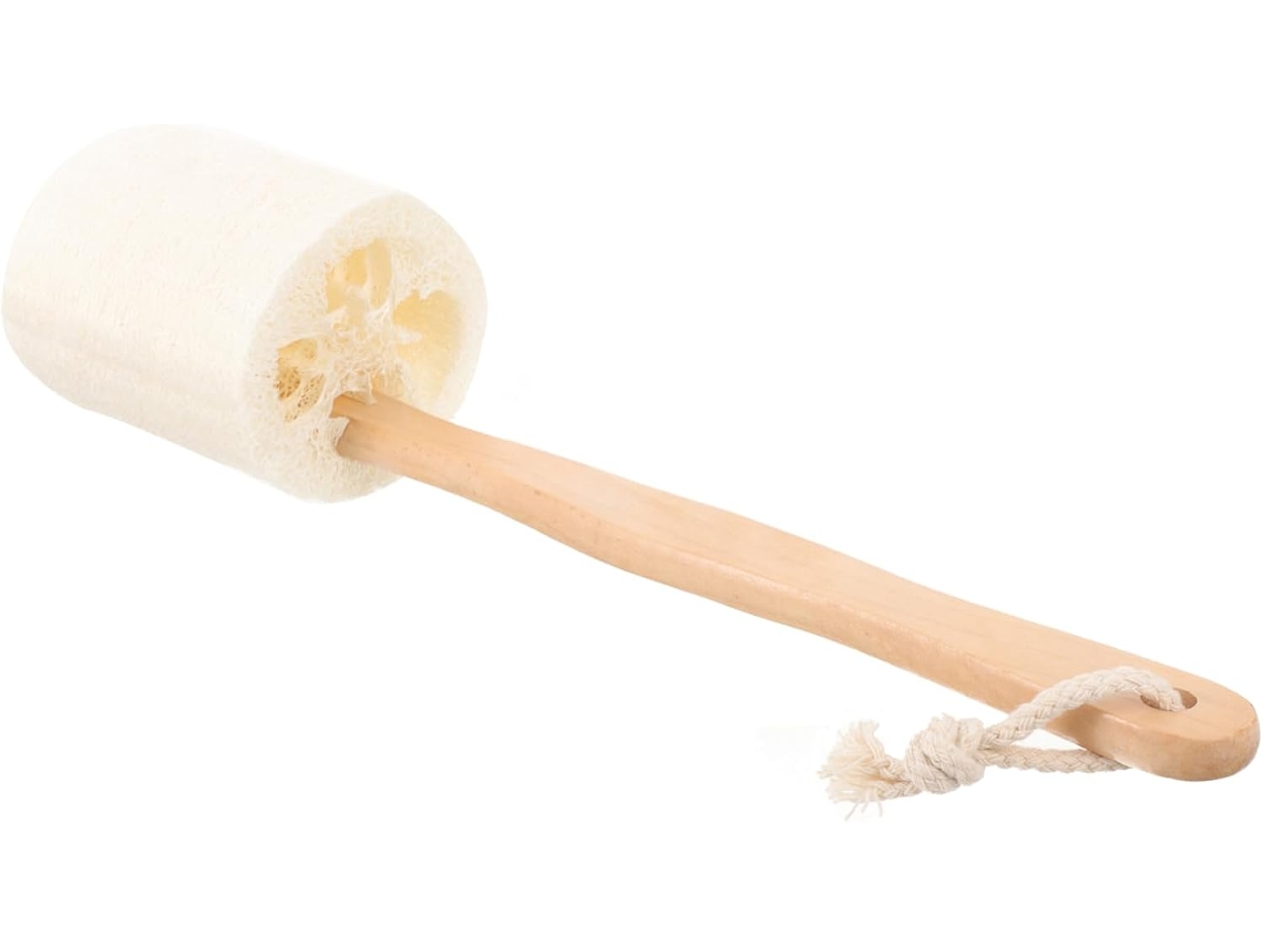 Escova Esfoliante E Removedora De Pele Morta Homoyoyo, Escova De Banho Bucha Vegetal Natural Com Cabo Madeira, Limpeza