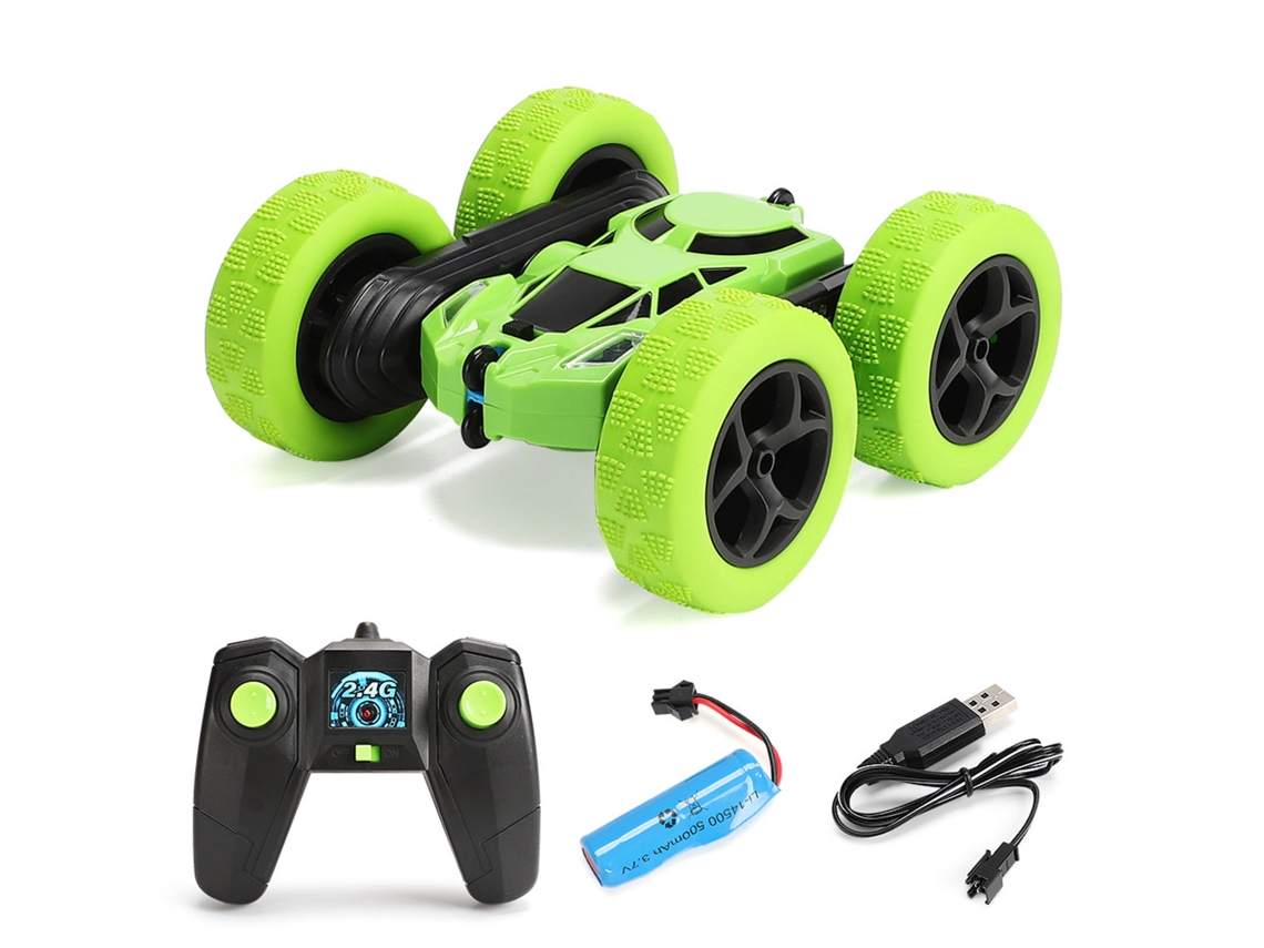 Mali carro de Estilo Rc Stunt 4wd 360° Flip Luzes Bicolores Controle 50m Verde