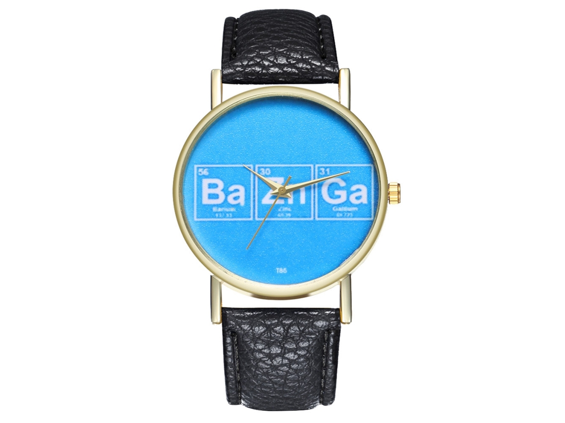 Reloj De Cuarzo Con Correa De Cuero Pu, Patrón De Letras Y Números Romanos, Unisex (negro)