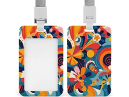 Porta-crachá com estampa floral colorida e abstrata, personalizado, à prova d'água, protetor de crachá, ideal