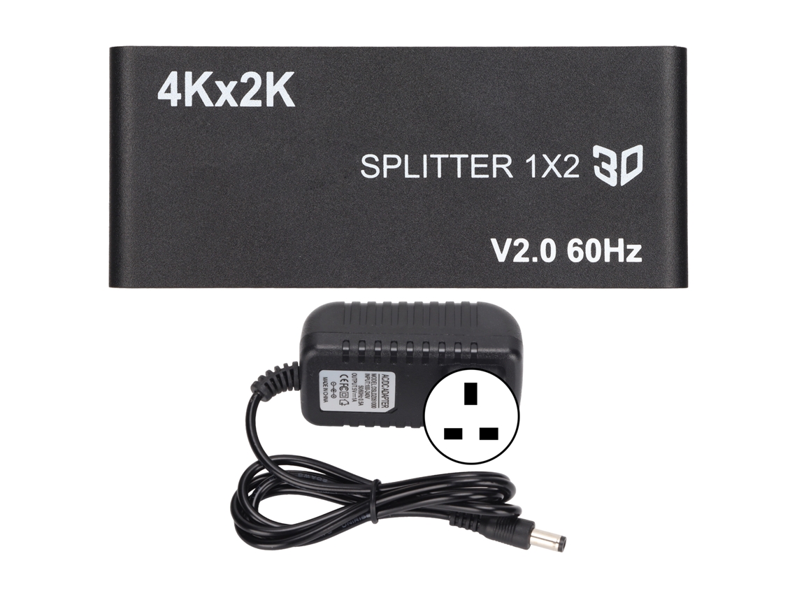Aetheria divisor de Interface Multimídia Hd 1x2 4k/2k 60hz 6gbps com Adaptador de Energia Uk