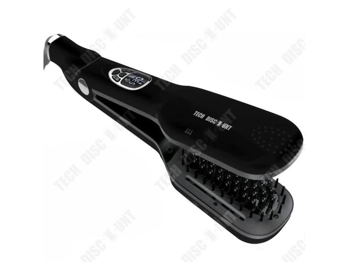 Pente De Cabelo A Vapor - Td® - Alisador E Modelador - Cerâmica De Turmalina - 10 Segmentos - Preto E Branco