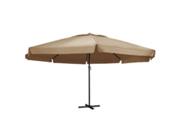 Vidaxl Guarda-sol Jardim C/ Poste Alumínio 600 Cm Cinza-acastanhado