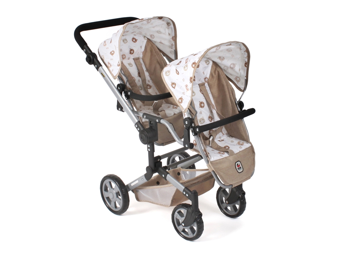 690 63 Cochecito De Muñecas Gemelar Linus Duo,ositos Bayer Chic 2000