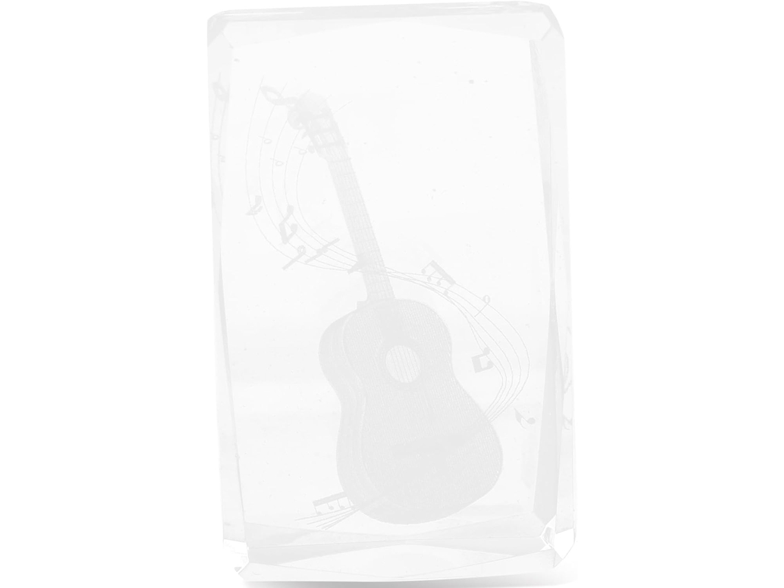 Decorativo Cristal Branco 3d Formato Guitarra Elegante Ornamento Decoração Interiores Escritórios Cubo Mesa GOKOCO