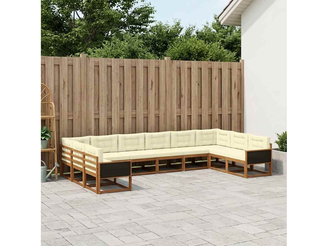 Vidaxl Conjunto De Sofás Para Exterior 10 Pcs Natural E Creme