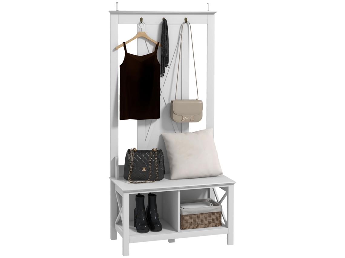 Móvel Cabide de Entrada Mdf Cor Branco 80,5x40x168 cm Homcom