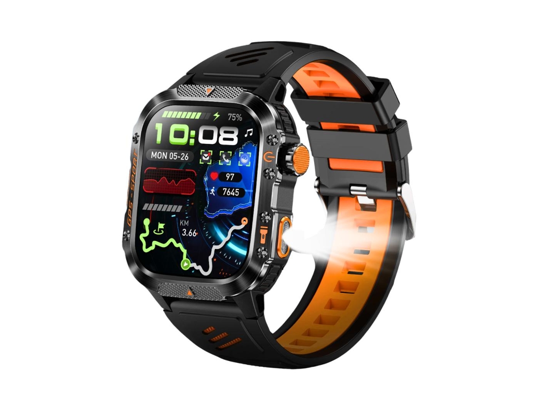 Smartwatch Bisbisous Gps Ecrã Ips De 2,01 Polegadas Chamadas Bluetooth 540mah 3atm Laranja