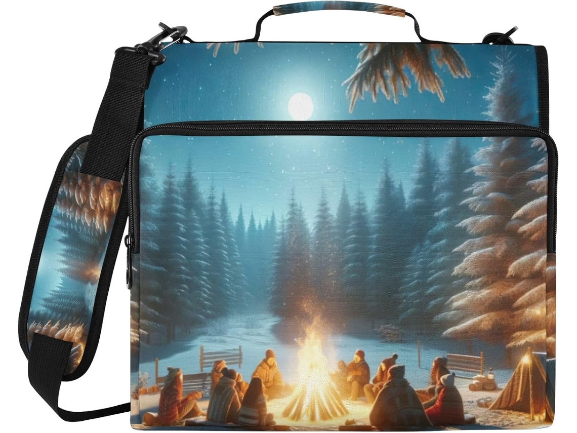 Mochila Organizadora Fogueira de Inverno, com Zíper de 3 Anéis e Compartimento para Laptop, Ideal para a Escola