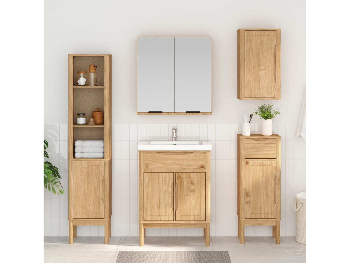 Vidaxl Armário De Banheiro Com Porta Floro Marrom Cera 35 X 30 X 90 Cm
