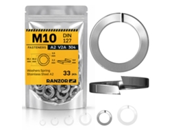 Anilha De Mola Inox A2 Din 127 M10 (33 Un.) Ranzor | Spring Washer Stainless Steel Aisi 304