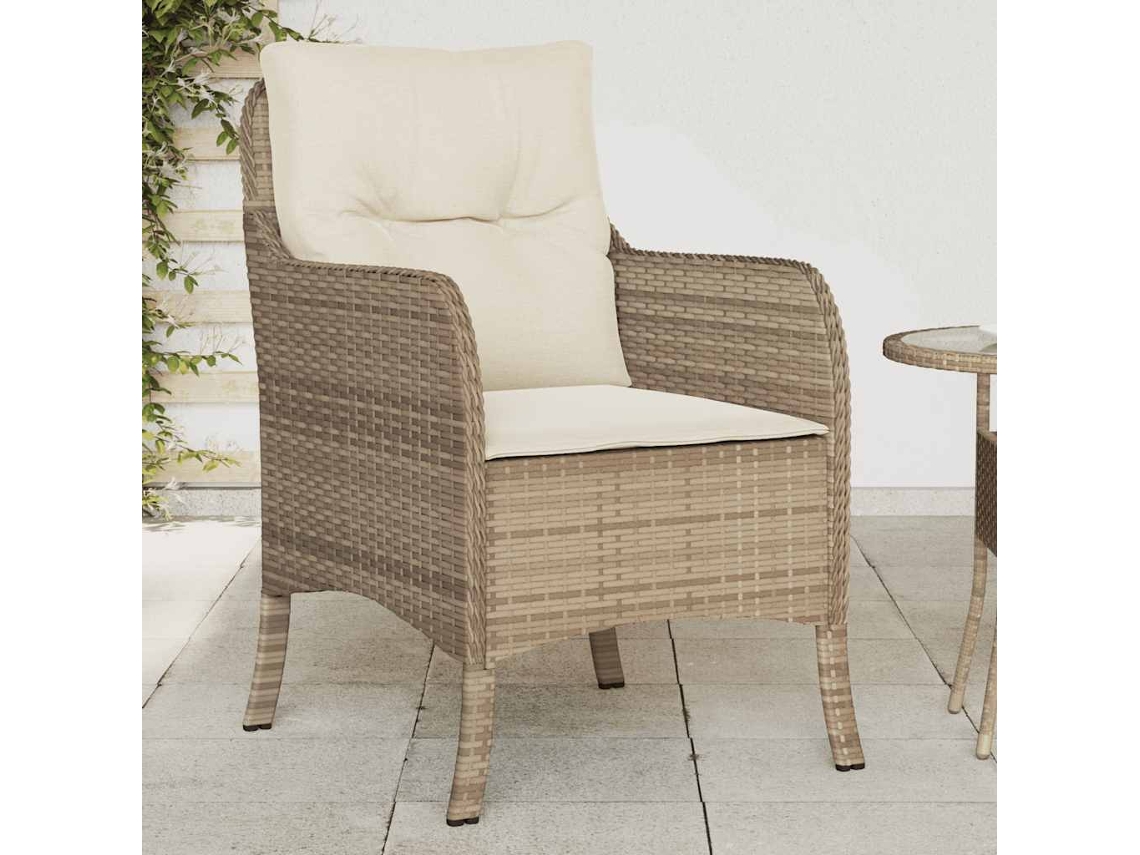 Vidaxl Cadeiras De Jardim Com Almofadões 2 Pcs Vime Pe Bege