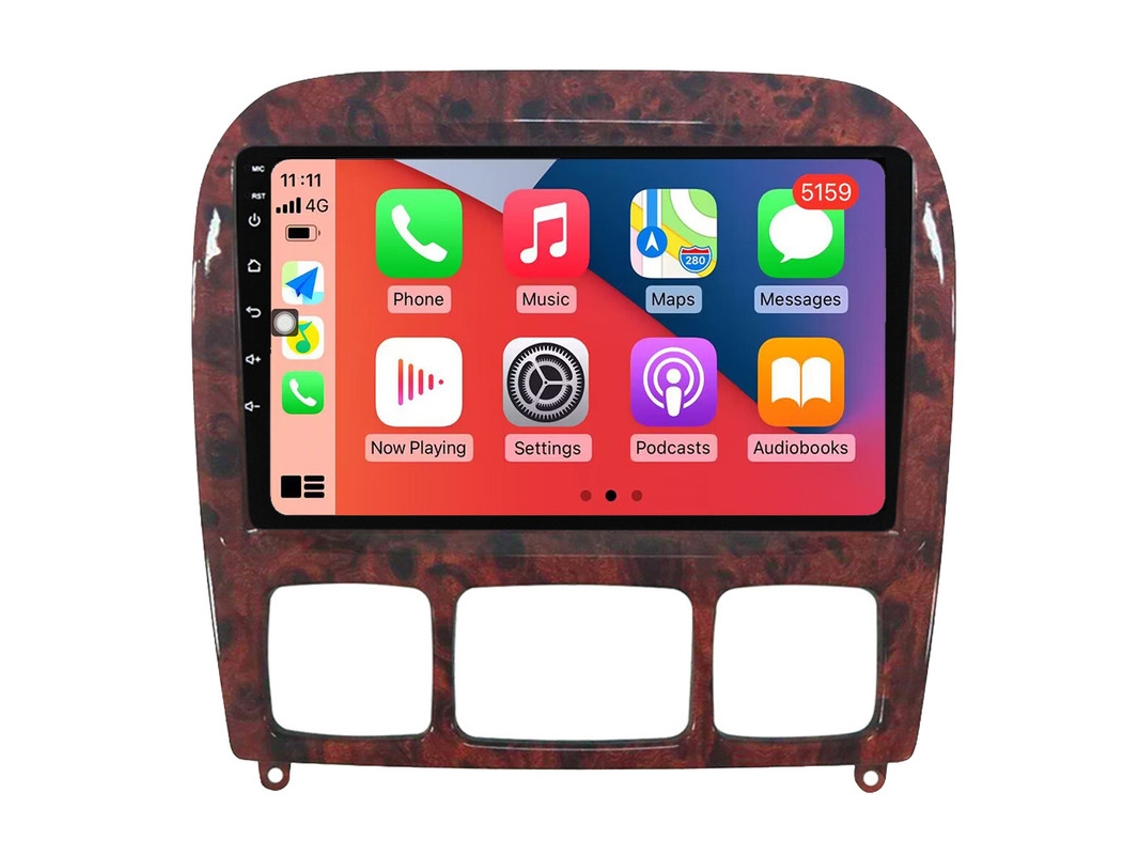 Auto Rádio Carro Bluetooth Autoradio 8GB RAM 128G ROM CarPlay Navegação GPS Ecrã Táctil RoverOne para Mercedes Benz S-Class S Class W220 VV220 1998-2005