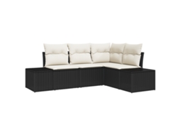 Conjunto 4 Conjunto De Sofá De Jardim Vidaxl Preto Vime Pe (209 X 154 X 69 Cm)