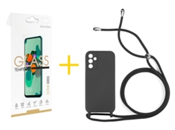 Pack 1 x Película de Vidro Temperado 2.5D + Capa SKYHE Samsung Galaxy A26 5G Gel Rope Preto